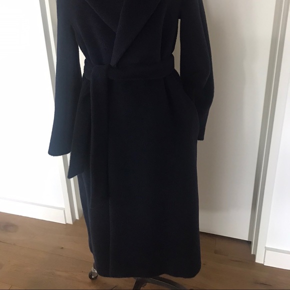 Max Mara Studio Alpaca Blue Navy Wrap Belted Coat, size 42 - Picture 9 of 15